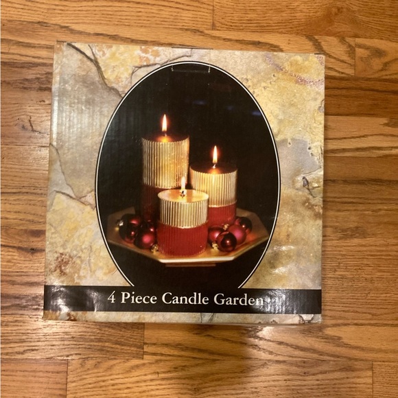 Candles & Holder  4 pc Set, Vintage - Holiday Decor - NIB